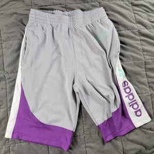 Adidas Adults Small Gray Purple Athletic Short Casual Comfort Lightweight Nice